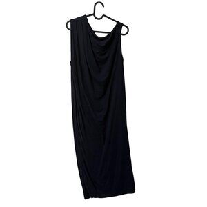 James Perse Navy Blue Cowl Draped Sleeveless Midi Dress Womens Size Medium